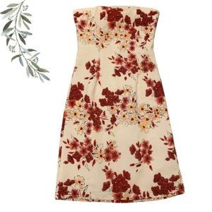 Vintage Charlotte Russe White & Red Strapless Floral Mini Dress Size 3